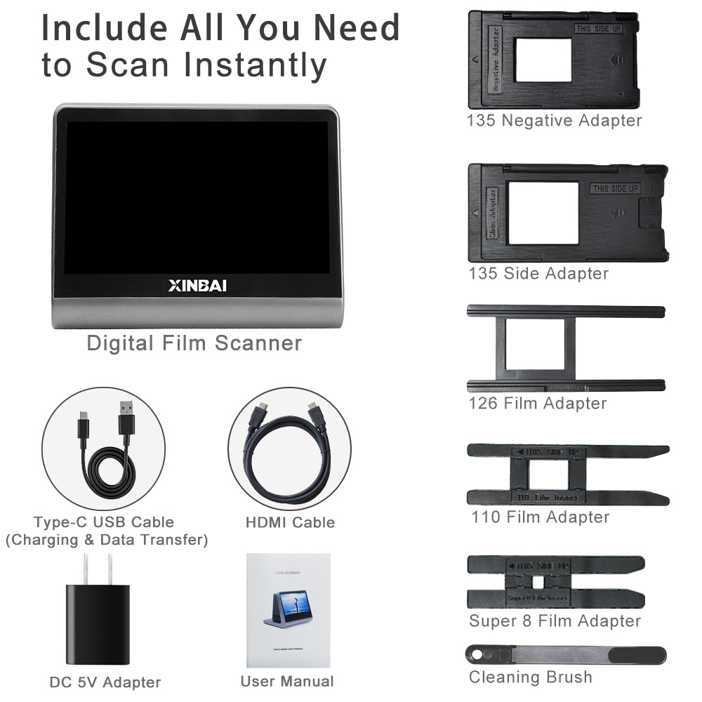 XINBAI Digital Film Scanner with Built-in LCD Screen